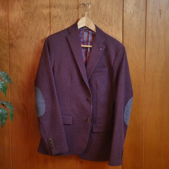RW&CO Burgandy Slim Fit Blazer (Stretch Fabric) 36 Short - Picture 2 of 7